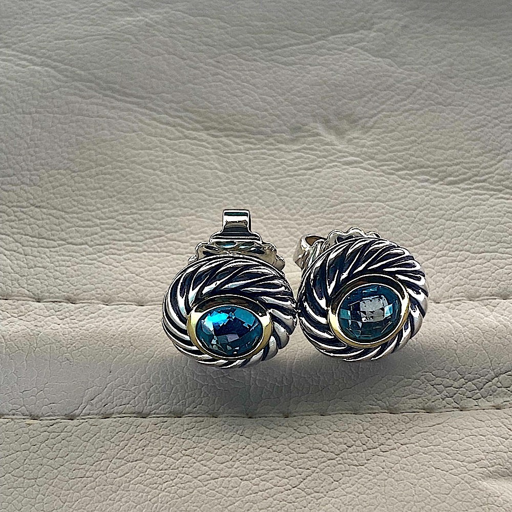 Blue‎ topaz earrings - Picture 6 of 8